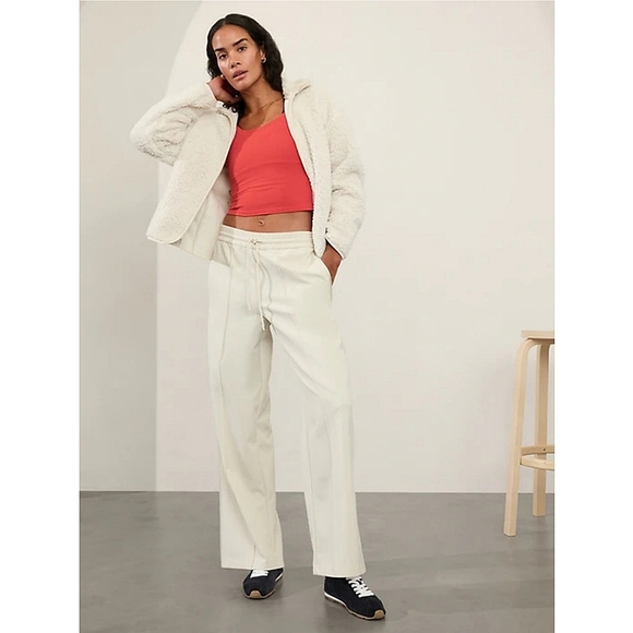 🆕️ Athleta Endeavor Relaxed Pant Ivory Large Tall Wide Leg Travel Work Cabin - Picture 11 of 13